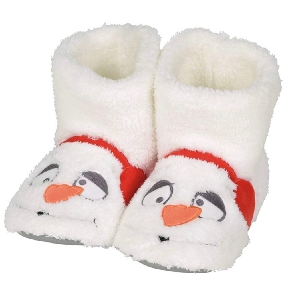 Snowman Plush Hard Sole Slippers